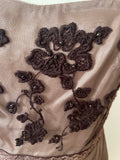 COAST BROWN EMBROIDERED & BEADED MESH STRAPLESS SPECIAL OCCASION DRESS  SIZE 10