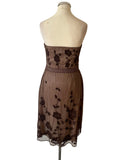 COAST BROWN EMBROIDERED & BEADED MESH STRAPLESS SPECIAL OCCASION DRESS  SIZE 10