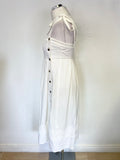 WHISTLES WHITE LINEN BLEND TIE STRAPS DRESS SIZE 8