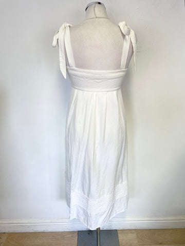 WHISTLES WHITE LINEN BLEND TIE STRAPS DRESS SIZE 8