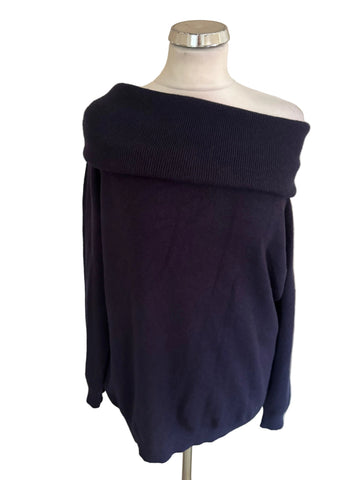 BRAND NEW IMPRESSION NAVY BLUE WIDE ROLL NECK JUMPER  ONE SIZE