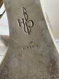 COLE HAAN TAUPE LEATHER OPEN TOE SLINGBACK WEDGE HEELS SIZE 4/37
