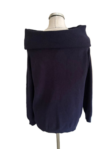 BRAND NEW IMPRESSION NAVY BLUE WIDE ROLL NECK JUMPER  ONE SIZE