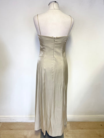 BRAND NEW DEBUT PALE GOLD HAND EMBELLISHED EVENING DRESS & WRAP SIZE 8