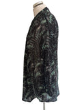 MINT VELVET BLACK & GREEN PRINT LONG SLEEVED TUNIC BLOUSE SIZE S