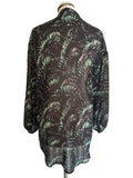MINT VELVET BLACK & GREEN PRINT LONG SLEEVED TUNIC BLOUSE SIZE S