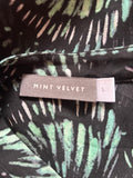 MINT VELVET BLACK & GREEN PRINT LONG SLEEVED TUNIC BLOUSE SIZE S