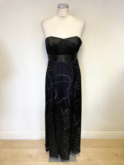 MONSOON BLACK SILK BLEND STRAPLESS EVENING/OCCASION DRESS SIZE 10