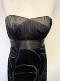 MONSOON BLACK SILK BLEND STRAPLESS EVENING/OCCASION DRESS SIZE 10
