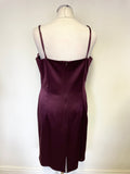 VERA MONT BURGUNDY BEADED KNEE LENGTH COCKTAIL DRESS SIZE 42 UK 14