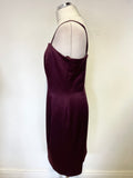 VERA MONT BURGUNDY BEADED KNEE LENGTH COCKTAIL DRESS SIZE 42 UK 14