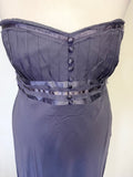 MONSOON 100% SILK GRAPE STRAPLESS EVENING/OCCASION DRESS SIZE 12
