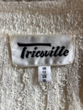 TRICOUILLE IVORY BOUCLE RIB KNIT 3 PIECE SKIRT, TOP & CARDIGAN SET SIZE 12