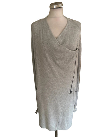 MINT VELVET LIGHT GREY WRAP FRONT ZIP UP CARDIGAN/JACKET SIZE 12