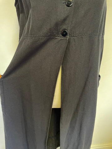 NOPPIES NATURE NAVY BLUE LINEN BLEND SLEEVELESS OPEN FRONT OVER DRESS SIZE S/M