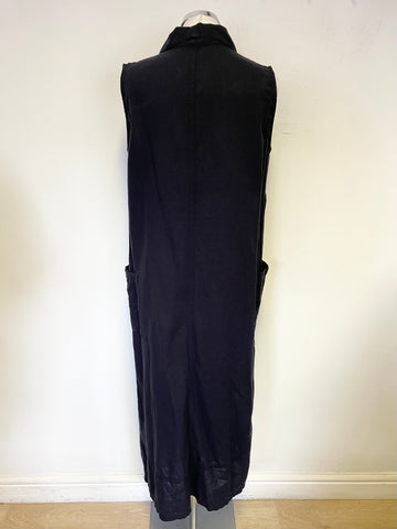 NOPPIES NATURE NAVY BLUE LINEN BLEND SLEEVELESS OPEN FRONT OVER DRESS SIZE S/M