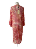 BRAND NEW JAYLEY CORAL & WHITE FLORAL MESH OVER TOP/ BEACH COVER  ONE SIZE