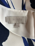 HOBBS WHITE & NAVY PRINT SHORT SLEEVED SHEATH DRESS SIZE 14