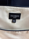 HOBBS NAVY & IVORY WOOL & SILK MIX BOAT NECK SLEEVELESS SHEATH DRESS SIZE 16