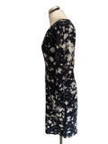 WHISTLES BLACK & WHITE PRINT SILK PENCIL DRESS SIZE 14