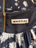 WHISTLES BLACK & WHITE PRINT SILK PENCIL DRESS SIZE 14