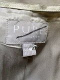 PURE COLLECTION SILK & LINEN STONE GREY EDGE TO EDGE JACKET SIZE 14