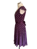 HOBBS 100% SILK PURPLE SPOT PRINT WRAP DRESS SIZE 8