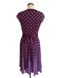 HOBBS 100% SILK PURPLE SPOT PRINT WRAP DRESS SIZE 8