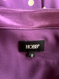 HOBBS 100% SILK PURPLE SPOT PRINT WRAP DRESS SIZE 8