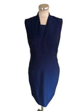 REISS MAGDA WOOL MIX NAVY BLUE SLEEVELESS PENCIL DRESS SIZE 12