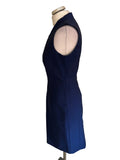 REISS MAGDA WOOL MIX NAVY BLUE SLEEVELESS PENCIL DRESS SIZE 12