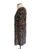 HOBBS NAVY BLUE & CORAL PRINT HALF SLEEVE SHIFT DRESS  SIZE 12