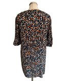 HOBBS NAVY BLUE & CORAL PRINT HALF SLEEVE SHIFT DRESS  SIZE 12