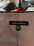 LAURA ASHLEY RED & GREY FLORAL PRINT BOAT NECK FIT & FLARE DRESS  SIZE 14