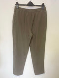 PURE COLLECTION TAUPE SILK & LINEN BLEND TAPERED LEG TROUSERS SIZE 10