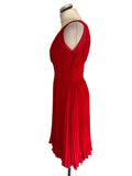 COAST RED SLEEVELESS V NECKLINE KNIFE PLEATED SPECIAL OCCASION DRESS SIZE 10