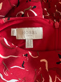 HOBBS RED CAT PRINT 3/4 SLEEVED STRETCH JERSEY DRESS  SIZE 10