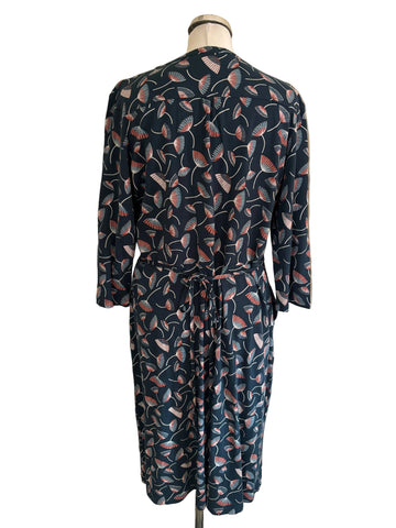 SEASALT CORNWALL ORGANIC COTTON TEAL JERSEY PATTERNED TRENNICK DRESS  SIZE 16