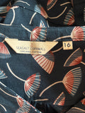 SEASALT CORNWALL ORGANIC COTTON TEAL JERSEY PATTERNED TRENNICK DRESS  SIZE 16