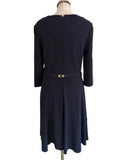 PHASE EIGHT NAVY BLUE 3/4 SLEEVED FIT & FLARE DRESS SIZE 14