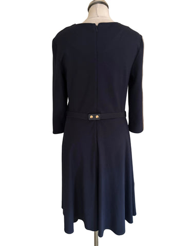 PHASE EIGHT NAVY BLUE 3/4 SLEEVED FIT & FLARE DRESS SIZE 14