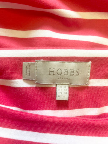HOBBS RED & WHITE STRIPE SHORT SLEEVED STRETCH JERSEY PENCIL DRESS SIZE 10