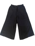 NICOLE FARHI BLACK 100% LINEN HIGH RISE WIDE LEG CROPPED TROUSERS  SIZE 10