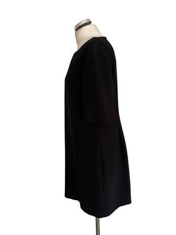 JAEGER BLACK SHORT SLEEVED SHIFT DRESS  SIZE 16