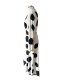 WALLIS WHITE & BLACK SPOT LONG SLEEVE WRAP DRESS  SIZE 18