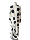 WALLIS WHITE & BLACK SPOT LONG SLEEVE WRAP DRESS  SIZE 18