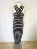 BRAND NEW TED BAKER CANNA BLACK & WHITE STRIPE STRETCH JERSEY DRESS SIZE 2 UK 10/12