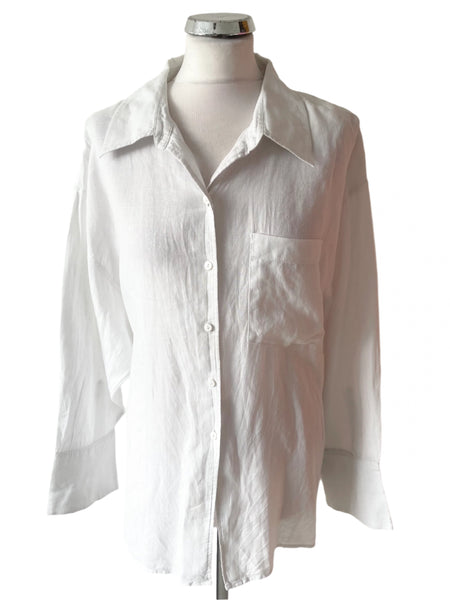 MARKS & SPENCER AUTOGRAPH 100% LINEN WHITE SHIRT SIZE 20