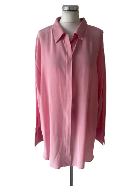 KIN 100% SILK PINK LONG SLEEVE SHIRT SIZE 20