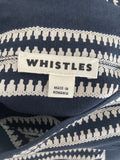 WHISTLES NAVY BLUE &  IVORY PRINT A-LINE SKIRT  SIZE 12